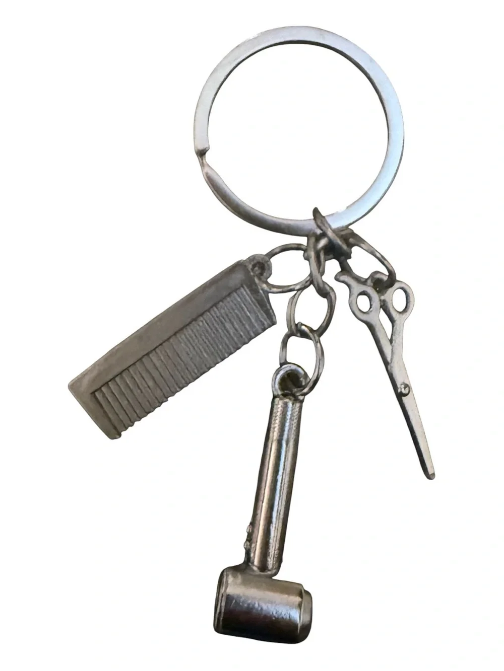 Grooming Keychain with Comb, Scissors & Hammer Charms